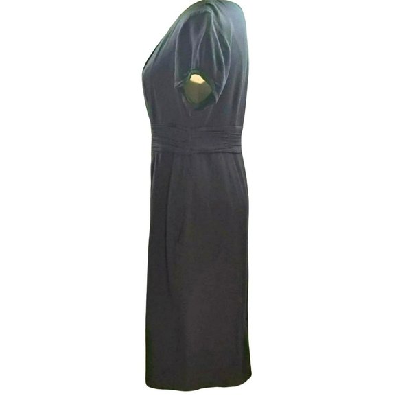 Boden 12L Black Midi Sheath Dress Hidden Side Zip Cap Sleeves Trimmed and Lined - Picture 3 of 14